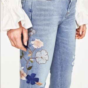 Zara floral embroidery jeans